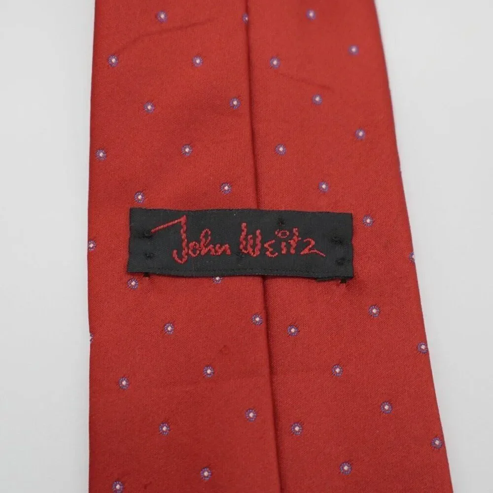 John Weitz Signature Red Woven‎ Silk Blend Tie Short